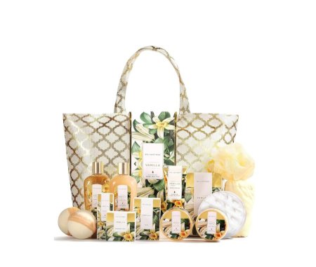 طقم سبا فاخر برائحة الفانيليا وزبدة الشيا مكون من 15 قطعة Spa Luxetique Vanilla & Shea Butter Spa Gift Set