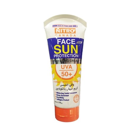 واقي شمس Nitro Canada SPF 50+ بتركيبة خفيفة وغنية بالكولاجين وفيتامين E 170غ Nitro Canada Face Sun Protection SPF 50+ Whitening Cream