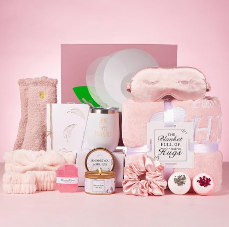 صندوق العناية الذاتية من YMing هدية استرخاء ودلال للنساء YMing Self Care Gifts for Women Get Well Soon & Spa Gift Basket with Blanket