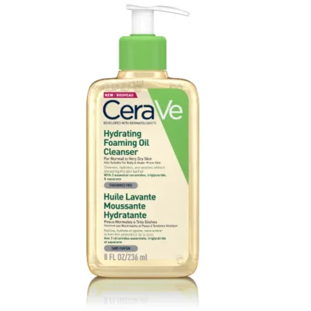 غسول منظف ​​زيتي رغوي مرطب من سيرافي للبشرة العادية إلى الجافة جدًا 236 مل CeraVe Hydrating Foaming Oil Cleanser For Normal to Very Dry Skin 236 ml