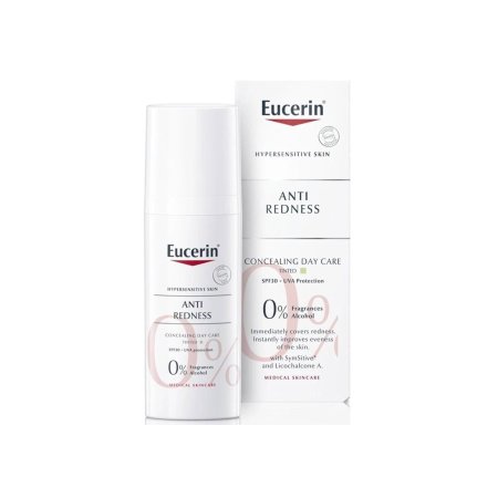 يوسيرين للبشرة شديدة الحساسية - العناية النهارية المضادة للاحمرار مع لون خافي وعامل حماية SPF30 + حماية من أشعة UVA بحجم 50 مل - Eucerin Hypersensitive Skin Anti Redness