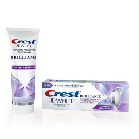 Crest 3D White Brilliance Teeth Whitening Toothpaste, Vibrant Peppermint, 130gm