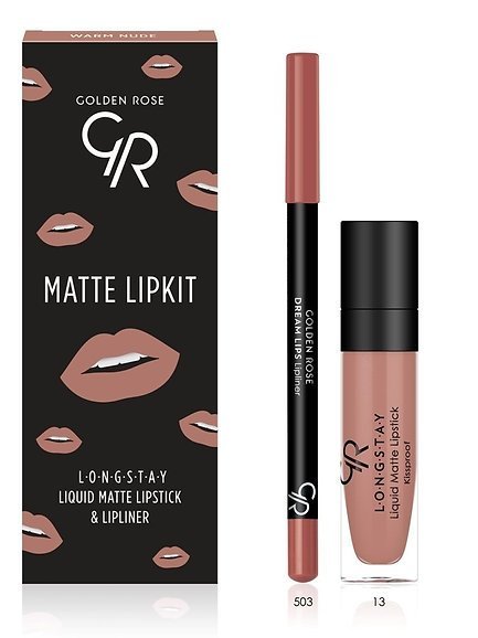 GOLDEN ROSE MATTE LIPKI LIQUID MATTE LIPSTICK & LIPLINER - WARM NUDE