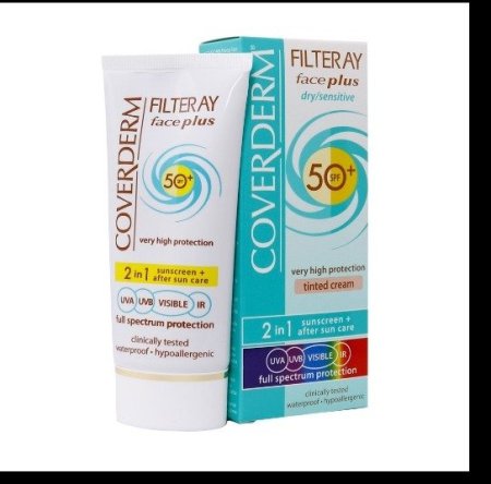 Coverderm Filteray Face Plus 2 in 1 Sunscreen & After Sun Care Dry/Sensitive Skin SPF50+ 50m