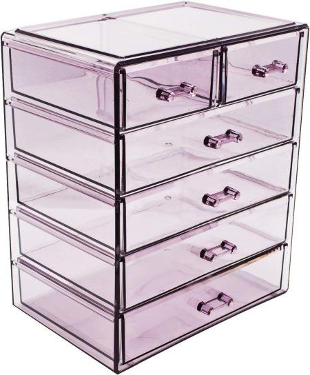 (4 Large Drawers & 2 Small Drawers) - Large Display Case for Cosmetics & Jewelry