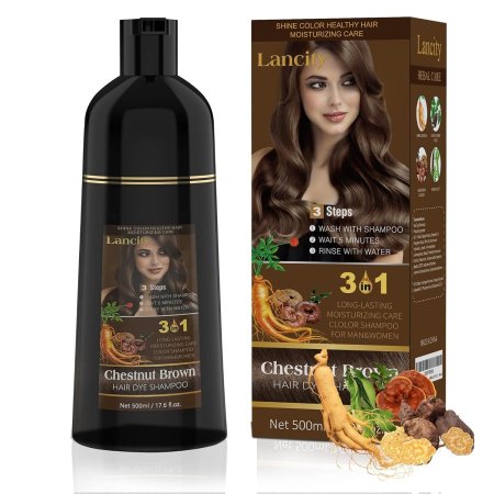 Lancity Hair Dye Shampoo 3-In-1 Hair Color Shampoo Instant Coloring Nature Herbal treated 