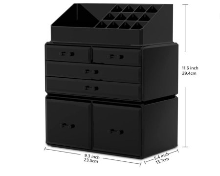 Acrylic Drawer Cosmetic Storage Box Black Stackable Dresser Lipstick Skin Care Product Classification Shelf