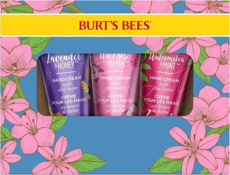 Burt's Bees , 3 Moisturizing Self Care, Shea Butter Hand Cream Trio Spring Set - Lavender & Honey, Wild Rose & Berry and Watermelon & Mint 