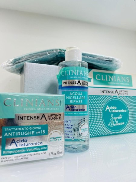 Clinians Intense A Lifting Rughe Conf Reg Crema Giorno 50mL/Acqua Micellare Bifase 200mL/Beauty case