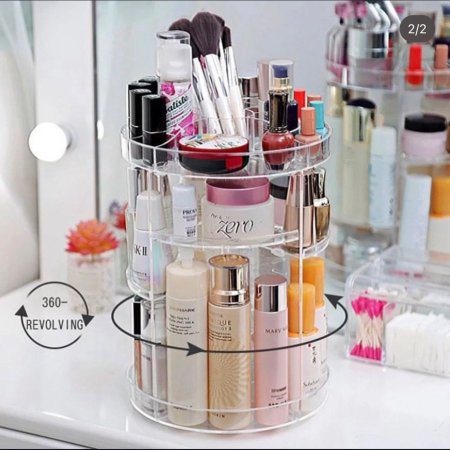 Cosmetic Makeup Organizer Shelf 360 Degree Diamond Pattern Edge