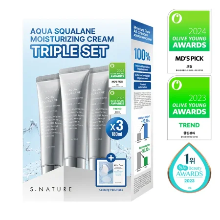 كريم ترطيب أكوا سكوالين من إس.ناتشر - المجموعة الثلاثية  S.Nature Aqua Squalane Moisturizing Cream – Triple Set