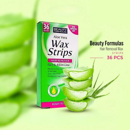 BEAUTY FORMULAS NEW IMPROVED GRIP Aloe Vera Wax Strips (36 WAX STRIPS)