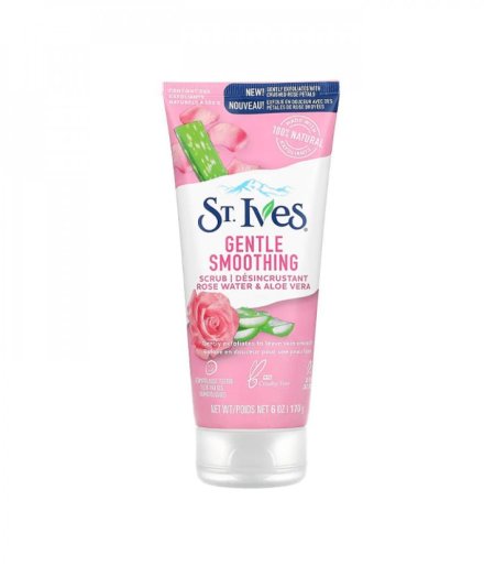 2 St. Ives Gentle Smoothing Rose Water Aloe Vera Facial Scrub Exfoliant 170gm