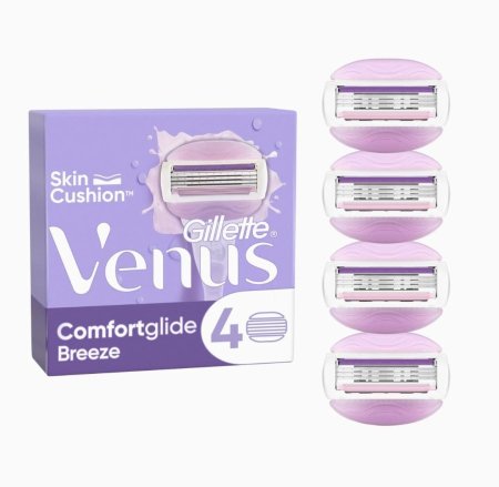 Gillette Venus Comfort Glide Breeze 3 Blades, 4 Count