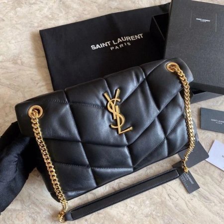 حقيبة كتف صغيرة مبطنة   SAINT LAURENT  - اسود وذهبي