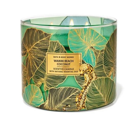 BATH & BODY WORKS  WAIKIKI BEACH COCONUT SCENTED CANDLE WITH NATURAL ESSENTIAL OILS