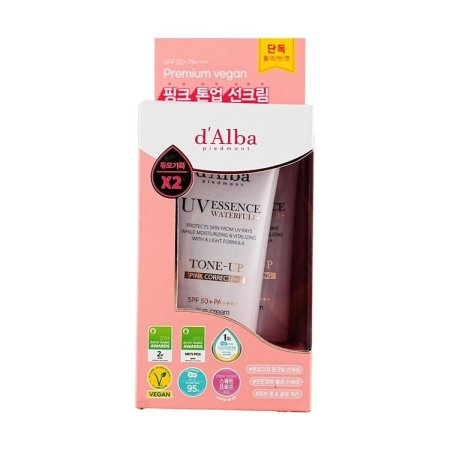 بكج  كريم واقي شمس دالبا بيدمونت تون-أب لتصحيح اللون الوردي SPF 50+ - d’Alba Piedmont UV Essence Waterfull Tone-Up Sun Cream SPF 50+ PA++++ (Pink Correcting)