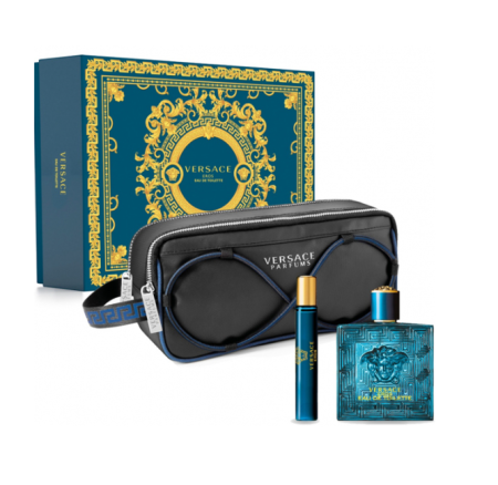 مجموعة عطور فيرزاتشي إيروس للرجال 3 قطع -  Versace Eros for Men Eau de Toilette 3-Piece Gift Set