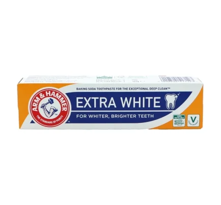 معجون أسنان آرم آند هامر إكسترا وايت لتبييض الأسنان بالبيكنج صودا ١٢٥غم - Arm & Hammer Extra White Baking Soda Toothpaste