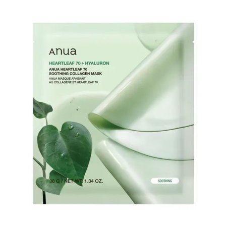 أنوا ماسك الكولاجين المهدئ بخلاصة الهارتليف 70% وحمض الهيالورونيك 38غ - Anua Heartleaf 70 + Hyaluron Soothing Collagen Mask 38g