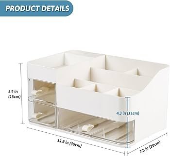 Chew Cosmetic storage box, make-up organiser, cosmetic storage rack - بيج وشفاف