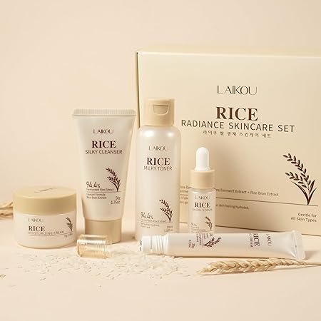 مجموعة العناية بالبشرة بتفتيح الأرز من لايكو 5 قطع - LAIKOU Rice Radiance Skincare Set 5 Pcs