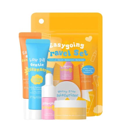 مجموعة العناية بالبشرة المرطبة للسفر 4 قطع (غسول، سيروم، مرطب، واقي شمس) - Hydrating Skincare Travel Kit 4 Pcs (Cleanser, Serum, Moisturizer, Sunscreen)