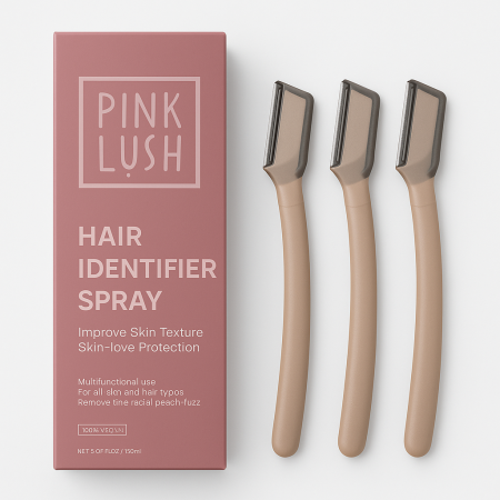 بخاخ بينك لَش للتعرف على الشعر مع شفرات إزالة الوبر ١٥٠مل -PINK LUSH Hair Identifier Spray with Peach-Fuzz Razors