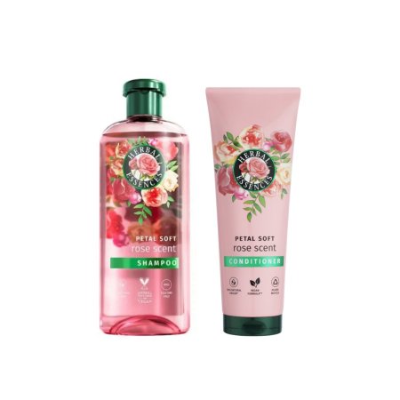مجموعة هيربل إسنسز شامبو وبلسم برائحة الورد الناعمة ( شامبو ٣٥٠مل + بلسم ٢٥٠مل ) -  Herbal Essences Petal Soft Rose Scent Shampoo & Conditioner Set