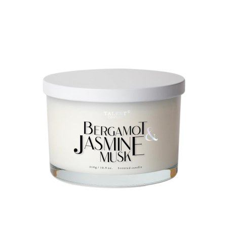 تالينت كاندلز شمعة معطرة برائحة البرغموت والياسمين والمسك، 310 غرام -Talent Candles Bergamot & Jasmine Musk Scented Candle